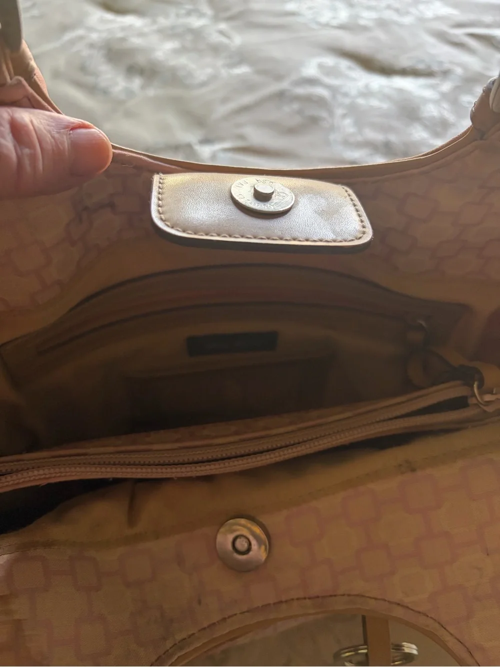Nine West Pink Patterned Hobo with Tan Straps